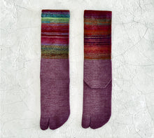 Load image into Gallery viewer, Merino Wool & Kasuri-Dyed Wool Tabi-Style Crew Socks (6.5-8.5)