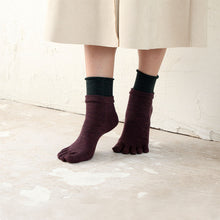 Load image into Gallery viewer, Merino Wool 5Toe Layered Short Socks (4-6.5)