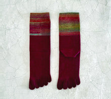 Load image into Gallery viewer, Merino Wool & Heather-Dyed Wool 5Toe Crew Socks (4-6.5)