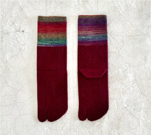 Load image into Gallery viewer, Merino Wool & Kasuri-Dyed Wool Tabi-Style Crew Socks (4-6.5)