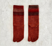 Load image into Gallery viewer, Merino Wool & Kasuri-Dyed Wool Tabi-Style Crew Socks (4-6.5)