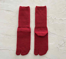 Load image into Gallery viewer, Merino Wool Rib Tabi-Style Crew Socks (4-6.5)
