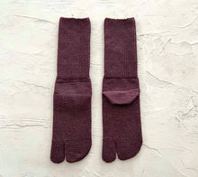 Load image into Gallery viewer, Merino Wool Ribbed Tabi-Style Crew Socks (6.5-8.5)