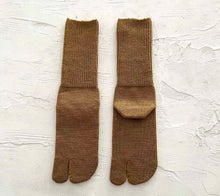 Load image into Gallery viewer, Merino Wool Ribbed Tabi-Style Crew Socks (6.5-8.5)