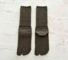 Load image into Gallery viewer, Merino Wool Ribbed Tabi-Style Crew Socks (6.5-8.5)