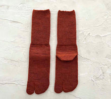 Load image into Gallery viewer, Merino Wool Ribbed Tabi-Style Crew Socks (6.5-8.5)